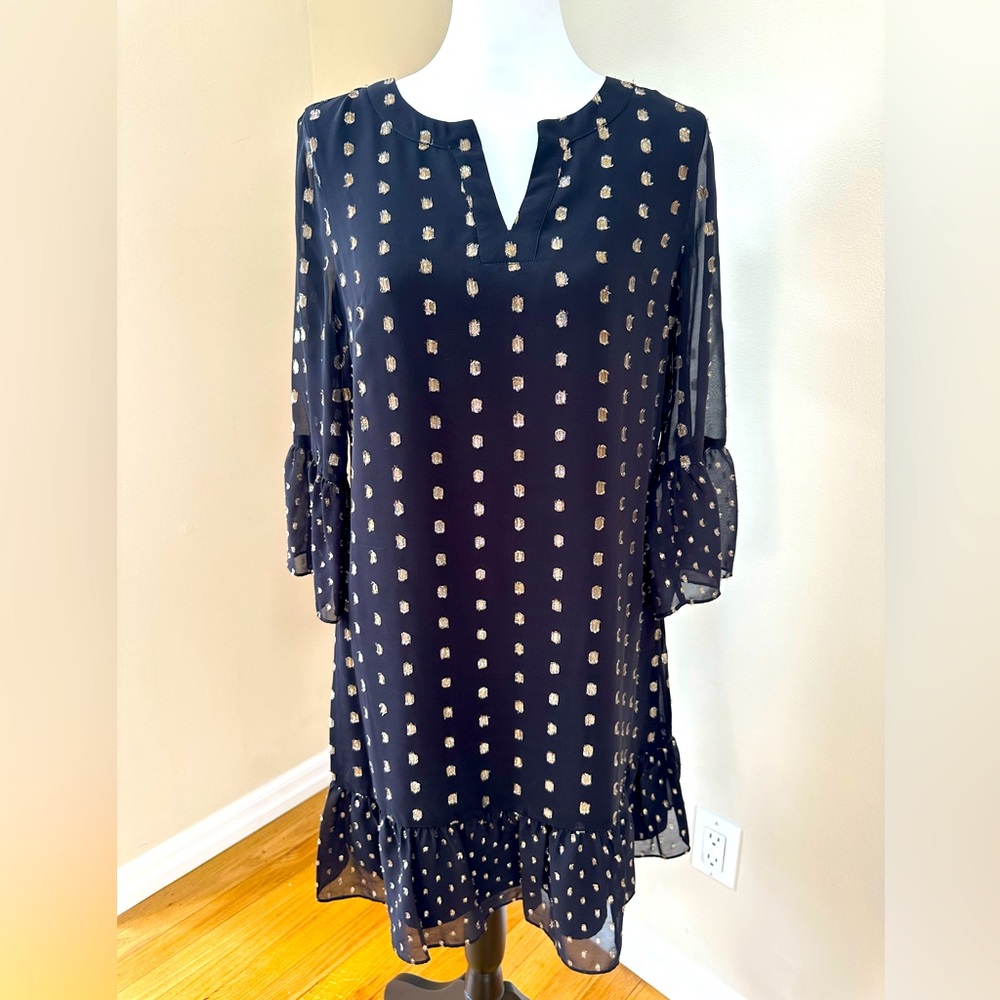 NWT Crown and Ivy, black and gold dress size small